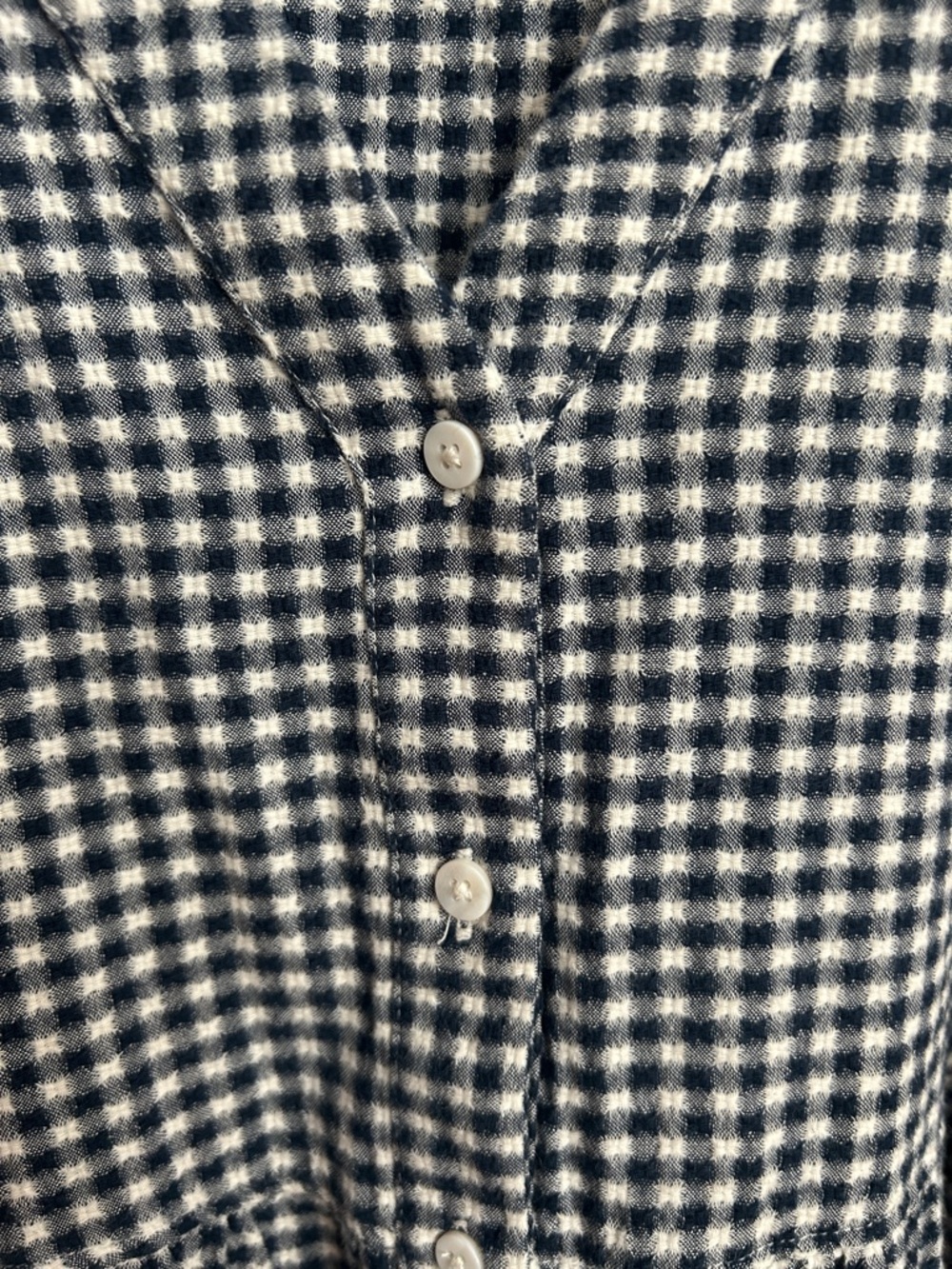 Madewell Navy & White Gingham Button-Front Tiered Dress - Picture 2 of 5